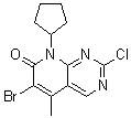 6-Bromo-2-chloro-8-cyclopentyl-5-methylpyrido[2,3-d]pyrimidin-7(8H)-one molecular structure (CAS 1016636-76-2)