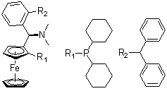 结构式 CAS# 1016985-24-2, (1S)-1-(二环己基膦基)-2-[(R)-(二甲基氨基)[2-(二苯基膦基)苯基]甲基]二茂铁