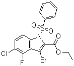 3-Bromo-5-chloro-4-fluoro-1-(phenylsulfonyl)-1H-indole-2-carboxylic acid ethyl ester molecular structure (CAS 1018450-46-8)