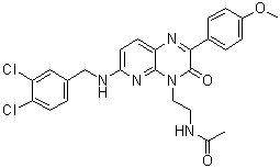 N-[2-[6-[[(3,4-Dichlorophenyl)methyl]amino]-2-(4-methoxyphenyl)-3-oxo-3,4-dihydropyrido[2,3-b]pyrazin-4-yl]ethyl]acetamide molecular structure (CAS 1018674-83-3)
