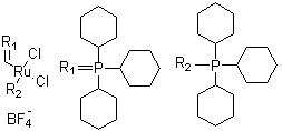 Dichloro(tricyclohexylphosphine)[(tricyclohexylphosphoranylidene)methyl]ruthenium tetrafluoroborate molecular structure (CAS 1020085-61-3)