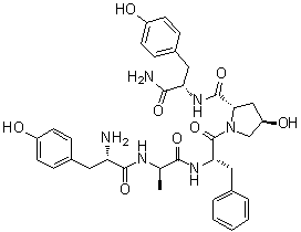 L-Tyrosyl-D-alanyl-L-phenylalanyl-trans-4-hydroxy-L-prolyl-L-tyrosinamide molecular structure (CAS 102029-98-1)