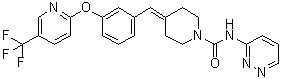 structure of CAS# 1020315-31-4, PF 04457845;N-3-Pyridazinyl-4-[[3-[[5-(trifluoromethyl)-2-pyridinyl]oxy]phenyl]methylene]-1-piperidinecarboxamide