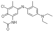 N-[5-氯-3-[4-(二乙基氨基)-2-甲基苯基亚氨基]-4-甲基-6-氧代-1,4-环己二烯基]乙酰胺分子结构 (CAS 102387-48-4)