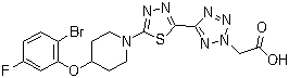 5-[5-[4-(2-溴-5-氟苯氧基)-1-哌啶基]-1,3,4-噻二唑-2-基]-2H-四唑-2-乙酸分子结构 (CAS 1030612-87-3)