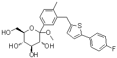 结构式 CAS# 1030825-21-8, 甲基 1-C-[3-[[5-(4-氟苯基)-2-噻吩基]甲基]-4-甲基苯基]-D-吡喃葡萄糖苷