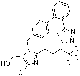 2-(丁基-4,4,4-d<sub>3</sub>)-4-氯-1-[[2'-(2H-四唑-5-基)[1,1'-联苯]-4-基]甲基]-1H-咪唑-5-甲醇分子结构 (CAS 1030936-74-3)