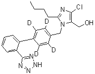 2-丁基-4-氯-1-[[2'-(2H-四唑-5-基)-2,3,5,6-四氘代联苯-4-基]甲基]-1H-咪唑-5-甲醇分子结构 (CAS 1030937-27-9)