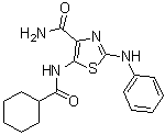结构式 CAS# 1031602-63-7, 5-[(环己基羰基)氨基]-2-(苯基氨基)-4-噻唑甲酰胺