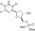 结构式 CAS# 103226-10-4, 2'-脱氧-5-氟-5'-尿苷酸二钠盐
