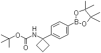 structure of CAS# 1032528-06-5, [1-[4-(4,4,5,5-Tetramethyl-[1,3,2]dioxaborolan-2-yl)phenyl]cyclobutyl]carbamic acid tert-butyl ester