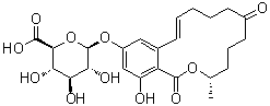 (3S,11E)-3,4,5,6,7,8,9,10-Octahydro-16-hydroxy-3-methyl-1,7-dioxo-1H-2-benzoxacyclotetradecin-14-yl beta-D-glucopyranosiduronic acid molecular structure (CAS 1032558-19-2)
