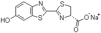 结构式 CAS# 103404-75-7, D-荧光素钠盐; (S)-4,5-二氢-2-(6-羟基苯并噻唑-2-基)噻唑-4-甲酸钠盐