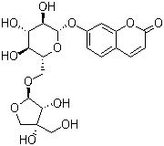 structure of CAS# 103529-94-8, Apiosylskimmin;Adicardin; (-)-Adicardin; 7-O-beta-D-Apiofuranosyl-(1-6)-beta-D-glucopyranosyl-umbelliferone