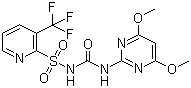 structure of CAS# 104040-78-0, Flazasulfuron;1-(4,6-Dimethoxypyrimidin-2-yl)-3-(3-trifluoromethyl-2-pyridylsulfonyl)urea; N-(((4,6-Dimethoxy-2-pyrimidinyl)amino)carbonyl)-3-(trifluoromethyl)-2-pyridinesulfonamide