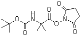 structure of CAS# 104055-39-2, N-[(1,1-Dimethylethoxy)carbonyl]-2-methylalanine 2,5-dioxo-1-pyrrolidinyl ester