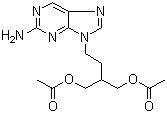 structure of CAS# 104227-87-4, Famciclovir;[2-(acetyloxymethyl)-4-(2-aminopurin-9-yl)-butyl] acetate