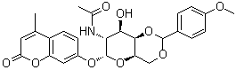 4-甲基伞形酮 2-乙酰氨基-2-脱氧-4,6-O-(对甲氧基苯基亚甲基)-alpha-D-吡喃半乳糖苷分子结构 (CAS 1042999-77-8)