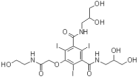 N,N'-Bis(2,3-dihydroxypropyl)-5-[2-[(2-hydroxyethyl)amino]-2-oxoethoxy]-2,4,6-triiodo-1,3-benzenedicarboxamide molecular structure (CAS 104517-96-6)