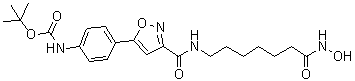 structure of CAS# 1045792-66-2, N-[4-[3-[[[7-(Hydroxyamino)-7-oxoheptyl]amino]carbonyl]-5-isoxazolyl]phenyl]carbamic acid 1,1-dimethylethyl ester;Isox