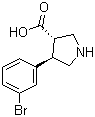 structure of CAS# 1047651-74-0, (3S,4R)-4-(3-Bromophenyl)pyrrolidine-3-carboxylic acid