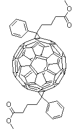3',3''-Diphenyl-3'H,3''H-dicyclopropa[1,9:52,60][5,6]fullerene-C60-Ih-3',3''-dibutanoic acid 3',3''-dimethyl ester molecular structure (CAS 1048679-01-1)