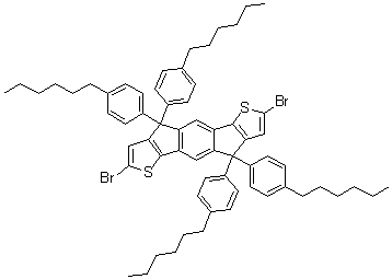 2,7-Dibromo-4,4,9,9-tetrakis(4-hexylphenyl)-4,9-dihydro-s-indaceno[1,2-b:5,6-b']dithiophene molecular structure (CAS 1049034-71-0)