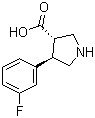 结构式 CAS# 1049975-95-2, (3S,4R)-4-(3-氟苯基)吡咯烷-3-羧酸