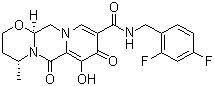 结构式 CAS# 1051375-16-6, GSK 1349572; (4R,12aS)-N-[(2,4-二氟苯基)甲基]-3,4,6,8,12,12a-六氢-7-羟基-4-甲基-6,8-二氧代-2H-吡啶并[1',2':4,5]吡嗪并[2,1-b][1,3]噁嗪-9-甲酰胺