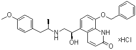 5-[(1R)-1-Hydroxy-2-[[(1R)-2-(4-methoxyphenyl)-1-methylethyl]amino]ethyl]-8-(phenylmethoxy)-2(1H)-quinolinone hydrochloride (1:?) molecular structure (CAS 1052689-06-1)