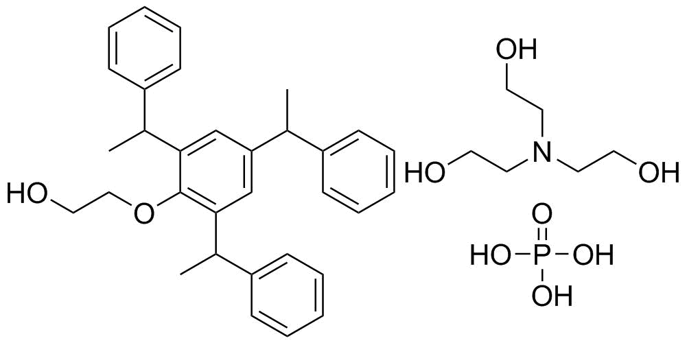 2,2',2''-Nitrilotris[ethanol] compd. with alpha-[2,4,6-tris(1-phenylethyl)phenyl]-omega-hydroxypoly(oxy-1,2-ethanediyl) phosphate molecular structure (CAS 105362-40-1)