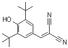 structure of CAS# 10537-47-0, 3,5-di-tert-Butyl-4-hydroxybenzylidenemalononitrile;3,5-di-tert-Butyl-4-hydroxybenzylidenemalonitrile; 2,6-Di-tert-butyl-4-(2,2-dicyanovinyl)phenol; AG 17; GCP 5126; Malonoben; NSC 242557; RG 50872; SF 6847; Tyrphostin 9; Tyrphostin A 9; Tyrphostin AG 17