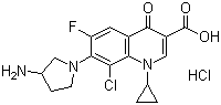 structure of CAS# 105956-99-8, Clinafloxacin hydrochloride;7-(3-Amino-1-pyrrolidinyl)-8-chloro-1-cyclopropyl-6-fluoro-1,4-dihydro-4-oxo-3-quinolinecarboxylic acid hydrochloride