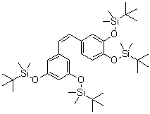 (Z)-[[4-[2-[3,5-Bis[[(1,1-dimethylethyl)dimethylsilyl]oxy]phenyl]ethenyl]-1,2-phenylene]bis(oxy)]bis[(1,1-dimethylethyl)dimethylsilane] molecular structure (CAS 106325-84-2)