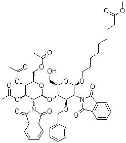 9-[[2-Deoxy-2-(1,3-dihydro-1,3-dioxo-2H-isoindol-2-yl)-3-O-(phenylmethyl)-4-O-[3,4,6-tri-O-acetyl-2-deoxy-2-(1,3-dihydro-1,3-dioxo-2H-isoindol-2-yl)-beta-D-glucopyranosyl]-beta-D-glucopyranosyl]oxy]nonanoic acid methyl ester molecular structure (CAS 106445-30-1)