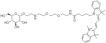 2-[3-[1-[17-(alpha-D-Glucopyranosyloxy)-5-oxo-9,12-dioxa-6,15-diazaheptadec-1-yl]-1,3-dihydro-3,3-dimethyl-2H-indol-2-ylidene]-1-propen-1-yl]-1,3,3-trimethyl-3H-indolium molecular structure (CAS 1065004-53-6)