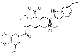 (16beta,17alpha,18beta,20alpha)-3,4-Didehydro-11,17-dimethoxy-16-(methoxycarbonyl)-18-[(3,4,5-trimethoxybenzoyl)oxy]yohimbanium chloride molecular structure (CAS 107052-60-8)