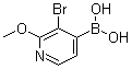 structure of CAS# 1072946-00-9, (3-Bromo-2-methoxy-4-pyridinyl)boronic acid