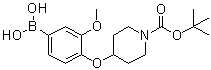 结构式 CAS# 1072946-30-5, 4-(4-硼酸基-2-甲氧基苯氧基)-1-哌啶羧酸叔丁酯