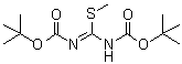structure of CAS# 107819-90-9, 1,3-Bis(tert-butoxycarbonyl)-2-methyl-2-thiopseudourea;1,3-Bis(tert-butoxycarbonyl)-2-methylisothiourea; 1,3-Bis(tert-butoxycarbonyl)-2-methylthiopseudourea; 1,3-Di-tert-butyloxycarbonyl-S-methylisothiourea; Bis(Boc)-2-methyl-2-thiopseudourea; N,N'-Bis(tert-butoxycarbonyl)-2-methyl-2-thiopseudourea; N,N'-Bis(tert-butoxycarbonyl)-S-methylisothiourea; N,N'-Di(tert-butoxycarbonyl)-S-methylisothiourea; N,N'-Di-Boc-S-methylisothiourea; [[[(1,1-Dimethylethoxy)carbonyl]amino](methylthio)methylene]carbamic acid 1,1-dimethylethyl ester