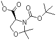 structure of CAS# 108149-60-6, Methyl (S)-(-)-3-Boc-2,2-dimethyl-4-oxazolidinecarboxylate;(S)-(-)-3-tert-Butoxycarbonyl-4-methoxycarbonyl-2,2-dimethyl-1,3-oxazolidine; Methyl (S)-3-(tert-butoxycarbonyl)-2,2-dimethyl-4-oxazolidinecarboxylate
