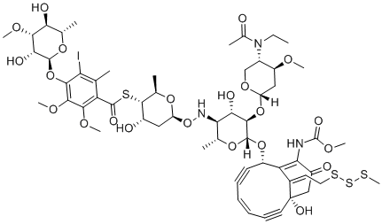 structure of CAS# 108212-76-6, N-acetyl-calicheamicin gamma1;[(1R,4Z,8S,13E)-8-[[2-O-[4-(acetylethylamino)-2,4-dideoxy-3-O-methyl-a-L-threo-pentopyranosyl]-4,6-dideoxy-4-[[[2,6-dideoxy-4-S-[4-[(6-deoxy-3-O-methyl-a-L-mannopyranosyl)oxy]-3-iodo-5,6-dimethoxy-2-methylbenzoyl]-4-thio-ß-D-ribo-hexopyranosyl]oxy]amino]-ß-D-glucopyranosyl]oxy]-1-hydroxy-13-[2-(methyltrithio)ethylidene]-11-oxobicyclo[7.3.1]trideca-4,9-diene-2,6-diyn-10-yl]-Carbamic acid methyl ester