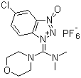 结构式 CAS# 1082951-62-9, HDMC; 5-氯-1-[(二甲基氨基)-4-吗啉基亚甲基]-1H-苯并三氮唑 3-氧化物六氟磷酸盐(1-)