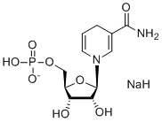 Sodium ((2R,3S,4R,5R)-5-(3-carbamoylpyridin-1(4H)-yl)-3,4-dihydroxytetrahydrofuran-2-yl)methyl phosphate molecular structure (CAS 108347-85-9)
