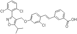 3-[(1E)-2-[2-Chloro-4-[[3-(2,6-dichlorophenyl)-5-(1-methylethyl)-4-isoxazolyl]methoxy]phenyl]ethenyl]benzoic acid molecular structure (CAS 1089660-72-9)