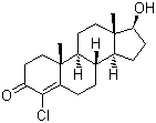 structure of CAS# 1093-58-9, Clostebol;4-Chlorotestosterone; 4-Chloro-17b-hydroxy-4-androsten-3-one