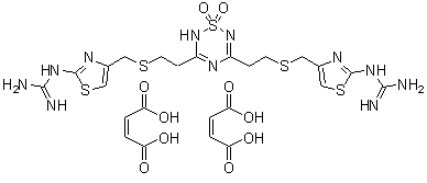 N,N'''-[2H-1,2,4,6-Thiatriazine-3,5-diylbis(2,1-ethanediylthiomethylene-4,2-thiazolediyl)]bisguanidine S,S-dioxide (Z)-2-butenedioate (1:2) molecular structure (CAS 109467-08-5)