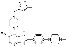 structure of CAS# 1095382-05-0, CCT 137690;3-[[4-[6-Bromo-2-[4-(4-methylpiperazin-1-yl)phenyl]-3H-imidazo[4,5-b]pyridin-7-yl]piperazin-1-yl]methyl]-5-methylisoxazole