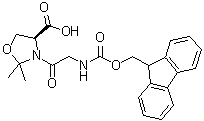 (4S)-3-[2-[[(9H-Fluoren-9-ylmethoxy)carbonyl]amino]acetyl]-2,2-dimethyl-4-oxazolidinecarboxylic acid molecular structure (CAS 1095952-22-9)