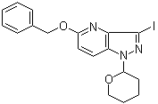 3-Iodo-5-(phenylmethoxy)-1-(tetrahydro-2H-pyran-2-yl)-1H-pyrazolo[4,3-b]pyridine molecular structure (CAS 1100752-68-8)